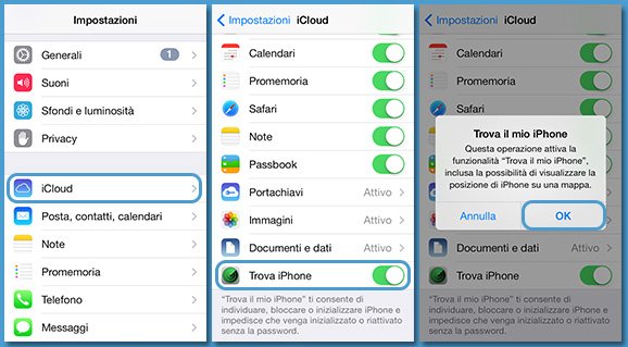 disabilitare trova il mio iphone