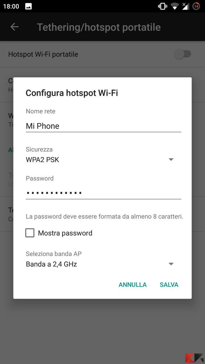 utilizzare hotspot
