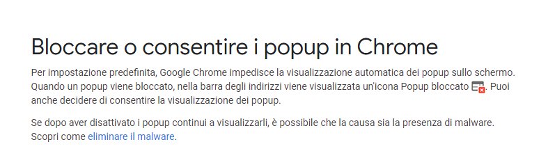 Google guida popup