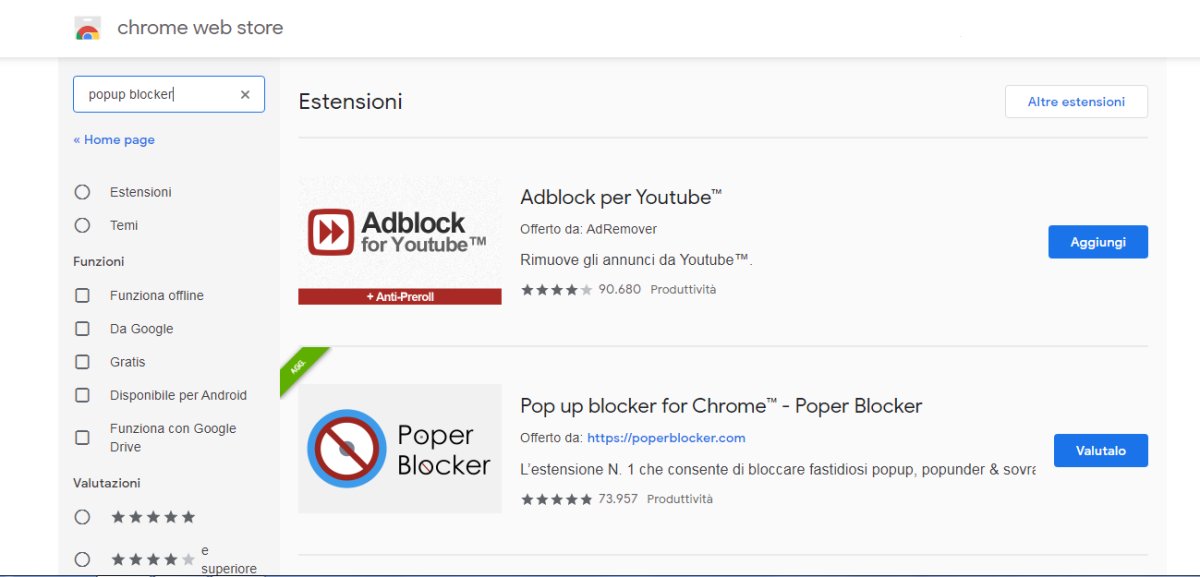 Google guida popup