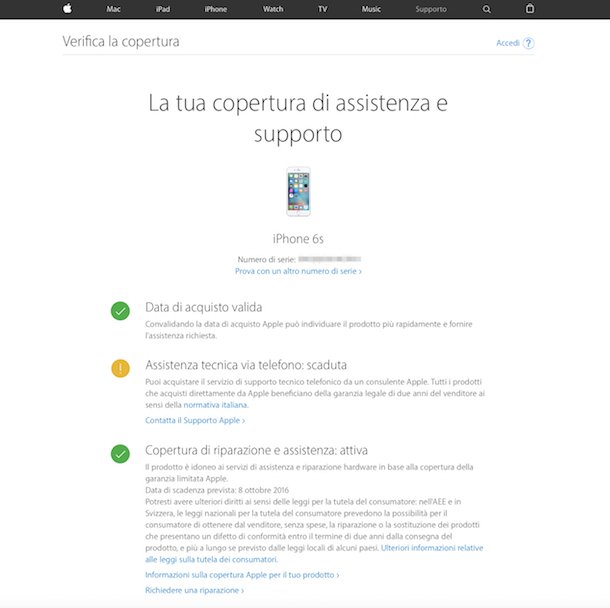 iphone garanzia